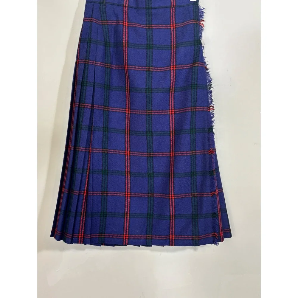 Loch Lomond Mill Vintage Scottish Wool Tartan Plaid Kilt Skirt Blue Red  Green 0